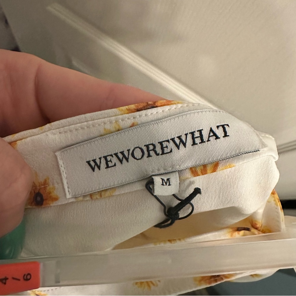 WeWoreWhat NWT Womens White Floral Sunflower Slip Miniskirt msrp $69 medium - Picture 6 of 9
